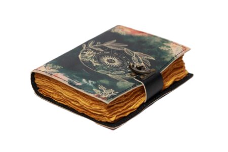 Mystic Blue Leather Journal with Ancient Tree Design