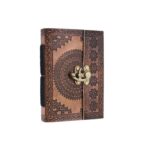 Boho Mandala Pattern Brown Leather Diary