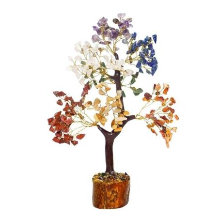 Seven Chakra gemstone crystal tree with natural healing stones for vastu, feng shui, and home decor