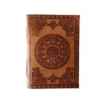 Mandala Sun Embossed Brown Leather Journal