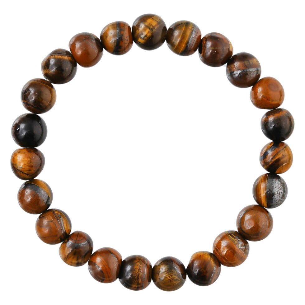 Tiger’s eye natural stone bead bracelet for protection, confidence, grounding, and positive energy