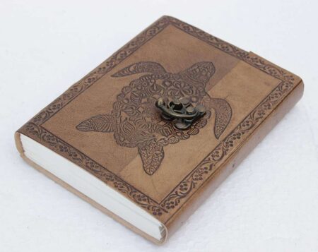 Sea Turtle Embossed Brown Leather Journal