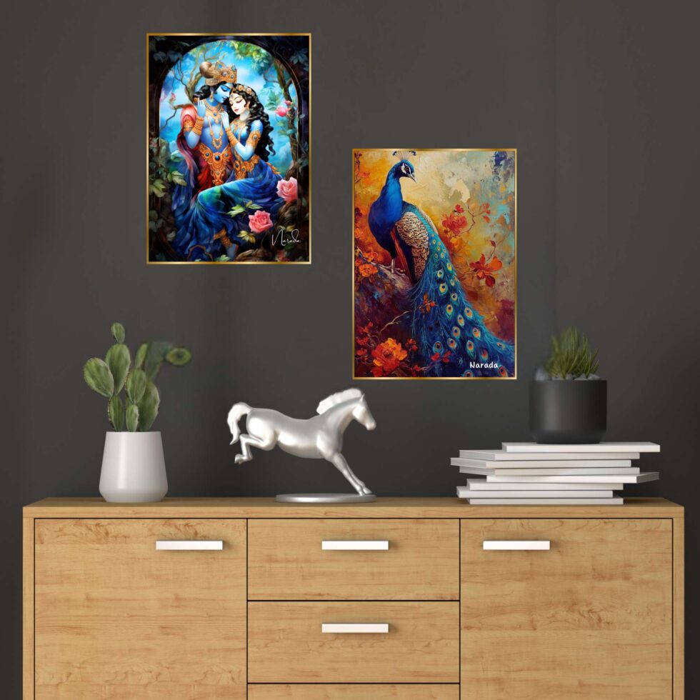 Set of Two Wall Paintings for Wall Dacoration Golden Framed Wall Paintings for Living Room & Bedroom Wall Art for Home Decoration & Office Wall Décor (14x11 inch CH-GD2-5) - AllHandmadeGoods