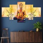 Tranquil Buddha with nature elements digital wall painting – luxury modern art decor for peaceful spaces.