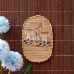 Eco-friendly handmade bamboo wall hanging with deer motif, cultural Diwali festive wall art