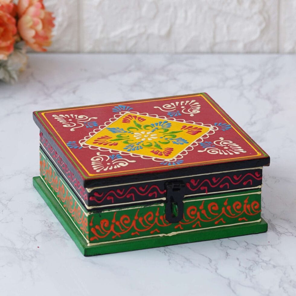 Rajasthani wooden craft box – handcrafted decorative piece for home and festive use