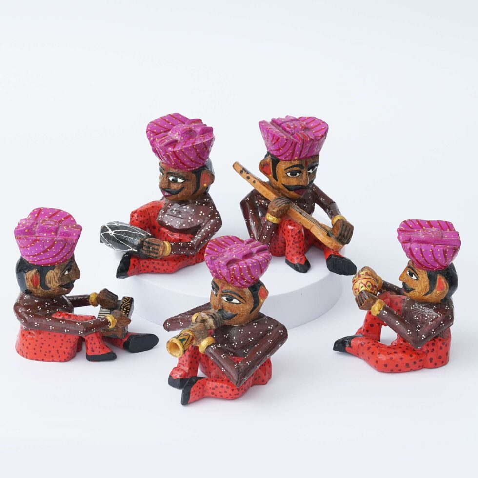 Handcrafted Rajasthani musician figurines set – traditional folk art decor for festive ambience