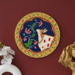 Vintage-style cow and lotus Pichwai wall painting – artistic Indian decor for living room or office.