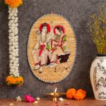 Artisan-crafted bamboo wall decor depicting Lord Ram and Goddess Sita, festive Indian art for Diwali