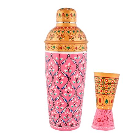 Decorative hand-painted aluminium cocktail set for bar and home décor