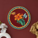 Decorative flower and butterfly digital wall painting – stylish Indian art for rustic and ethnic interiors.