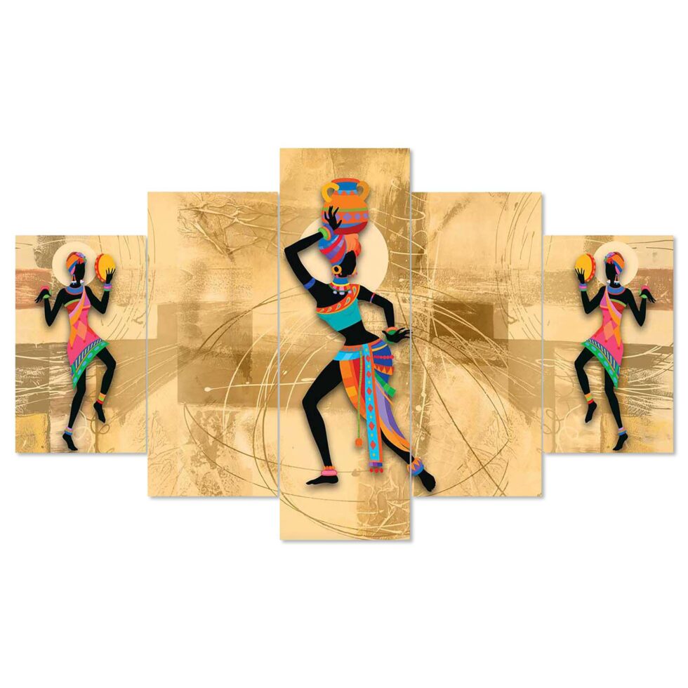 Multicolor traditional Indian tribal digital wall art – elegant modern decor for home or gifting.
