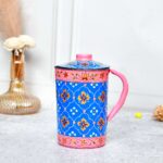 Festive Diwali hand-painted steel jug, ideal for kitchen decor and gifting