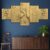 Modern 3D golden bird couple digital wall painting – premium art decor for living room or gifting.