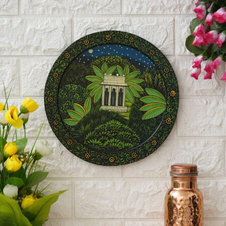 Serene night landscape digital wall painting – artistic Indian decor for meditation or pooja space.
