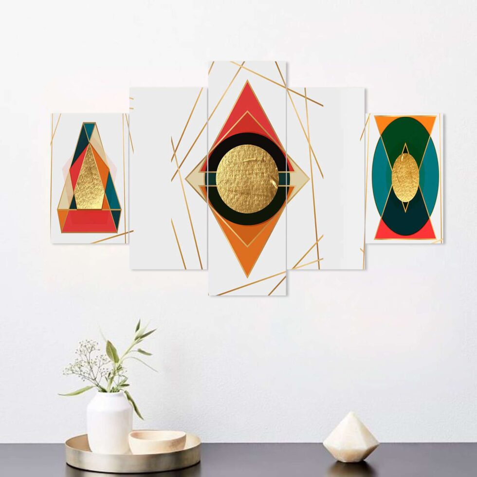 Elegant geometric design digital canvas painting – minimalist art decor for bedroom or gifting.