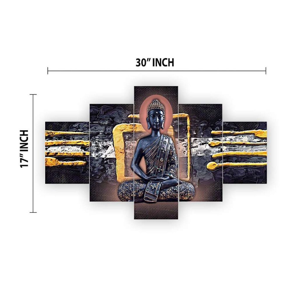 Elegant meditating Buddha digital wall art – contemporary Indian decor symbolizing peace and balance.