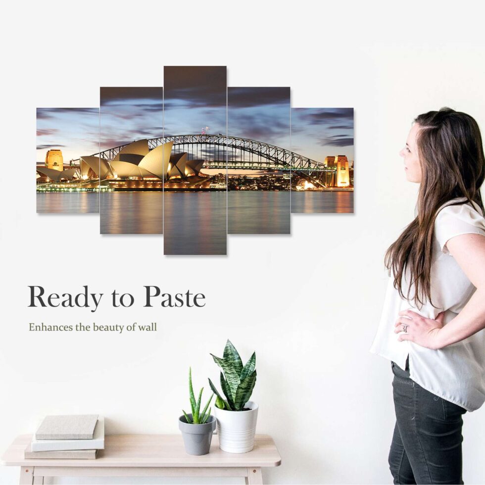 Stunning Sydney Opera House digital wall painting – modern cityscape art decor for living room.