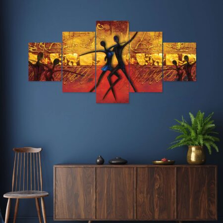 Elegant romantic dance digital wall painting – colorful modern art decor for living room spaces.