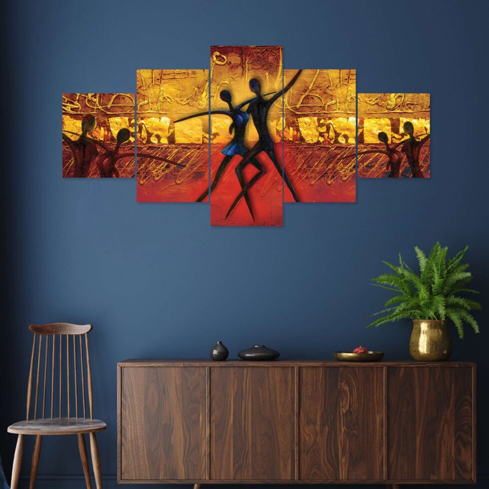 Elegant romantic dance digital wall painting – colorful modern art decor for living room spaces.