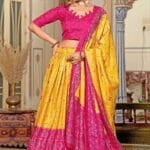 Women's Tussar Silk Patola Print Lehenga Choli Dupatta Set - AllHandmadeGoods