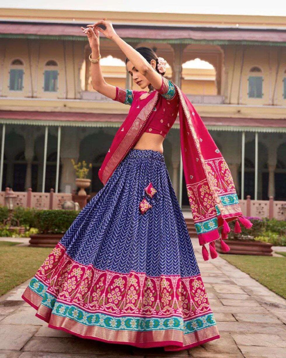 Women's Traditional Printed Lehenga Choli Set with Embroidered Dupatta ? Festive Wear - AllHandmadeGoods