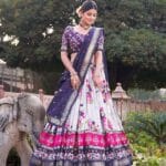 Women's Patola Print Tussar Silk Lehenga Choli Dupatta Set - AllHandmadeGoods