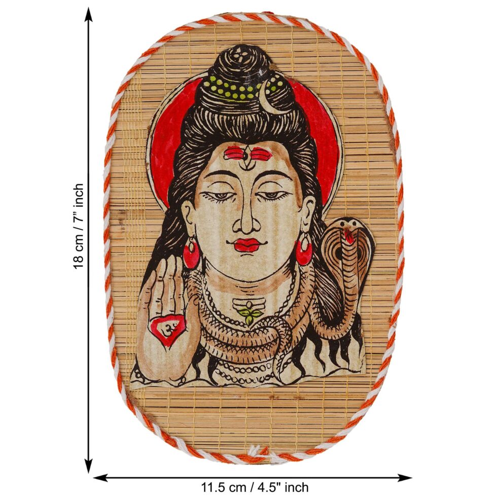 Ethnic bamboo wall art featuring Mahadev design, perfect spiritual gift for Diwali festival