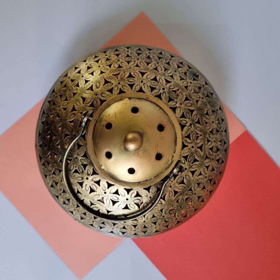 Vintage brass aroma pot with smoke effect, eco-friendly handmade decor for Diwali celebrations