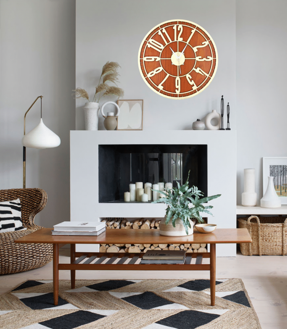 Wooden Silent Non-Ticking Wall Clock for Home Stylish Latest Designer Wall Clock for Home Living Room Bedroom Office Hall - AllHandmadeGoods