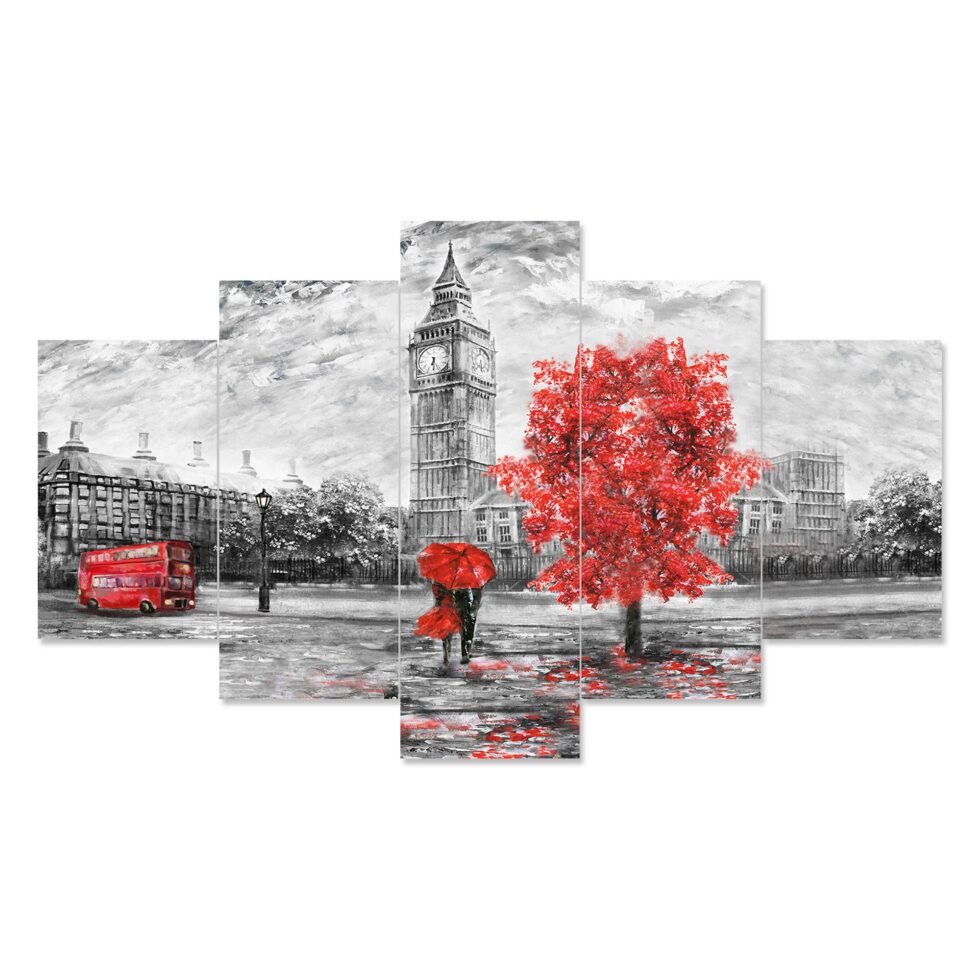 Elegant couple in London digital canvas painting – contemporary art decor for bedroom or office.