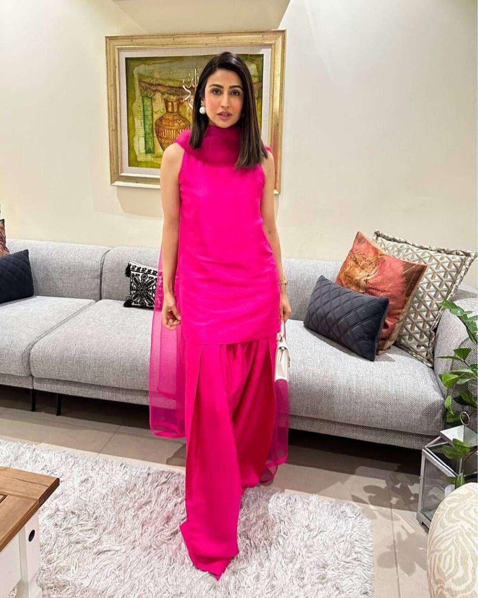 Women's Fendi Silk Solid Semi Stitched Sleeveless Kurti With Salwar and Dupatta set - AllHandmadeGoods