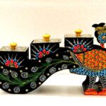 Ethnic peacock spice holder – handmade wooden art piece for kitchen or gifting