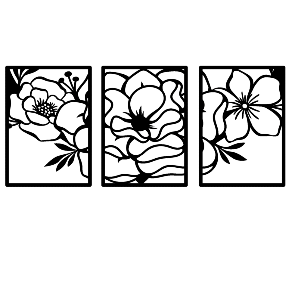 Elegant 3D metal wall decor featuring abstract flower patterns.