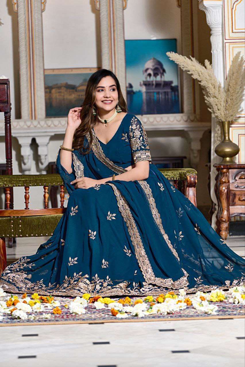 Women's Embroidered Lehenga Choli with Net Dupatta ? Festive & Wedding Wear Set - AllHandmadeGoods