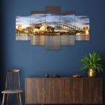 City nightscape digital wall painting featuring Sydney Opera House – luxury art decor for stylish interiors.