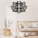 Sacred Lotus Mandala MDF Wall Art – 3 Panel Set