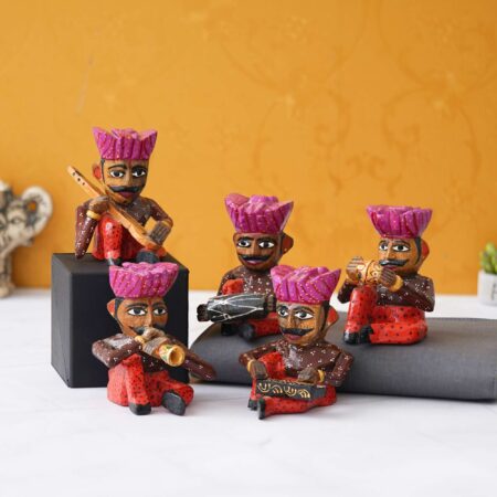 Traditional handcrafted Rajasthan musician dolls – vibrant handmade set for cultural home styling