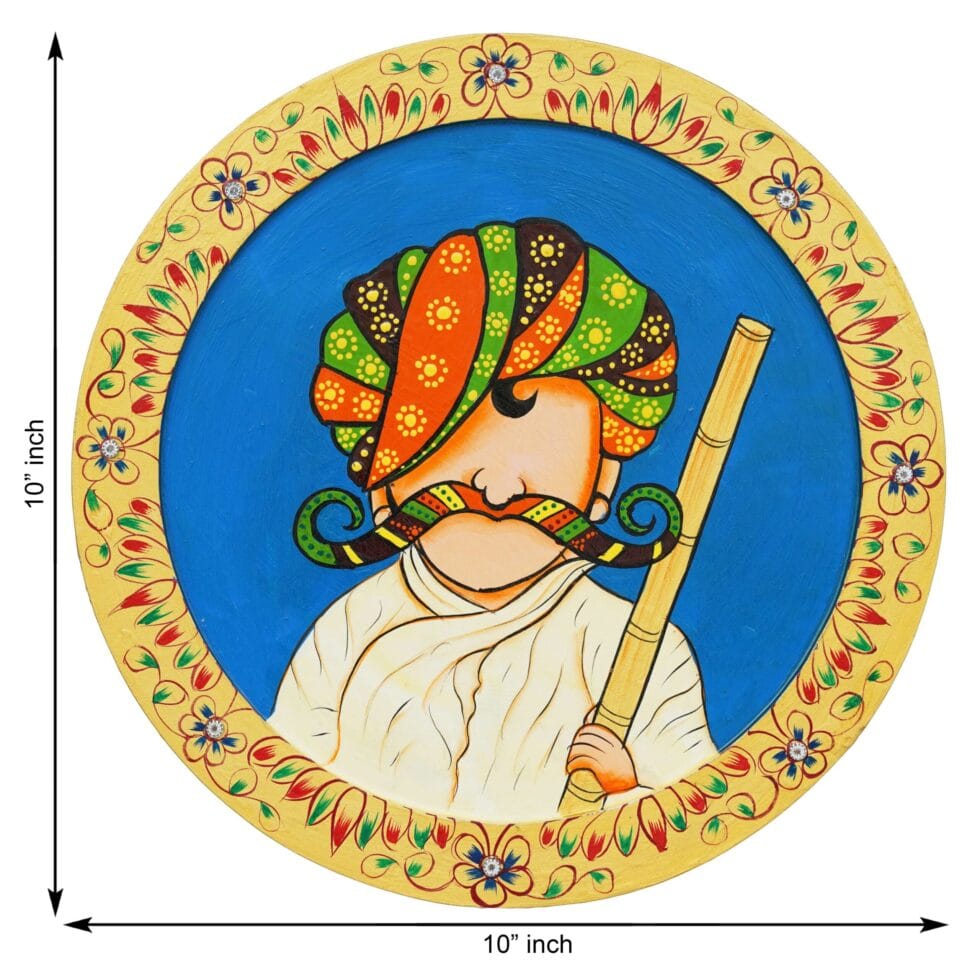 Beautiful hand-painted-style Rajasthani man digital artwork – cultural wall decor for home or cafe.