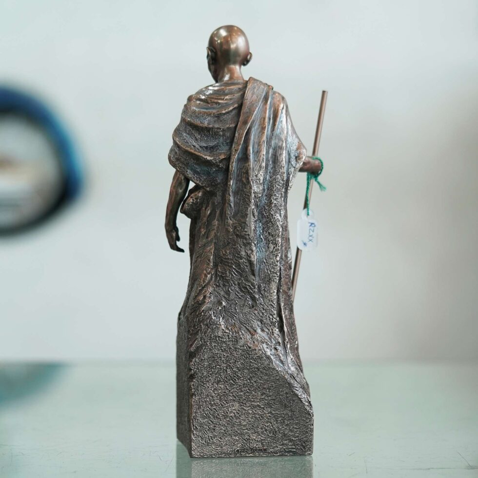 Antique bronze Gandhi sculpture, elegant handmade collectible for Diwali gifting