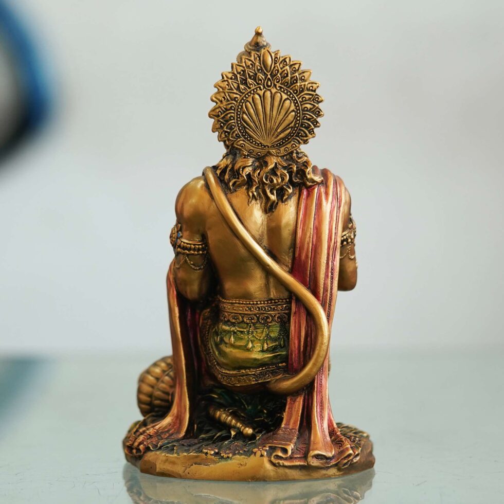 Decorative brass Hanuman murti, cultural Indian art piece for Diwali and festive interiors