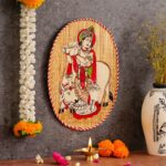 Eco-friendly bamboo wall hanging with Krishna design, ideal for Diwali decoration and cultural interiors