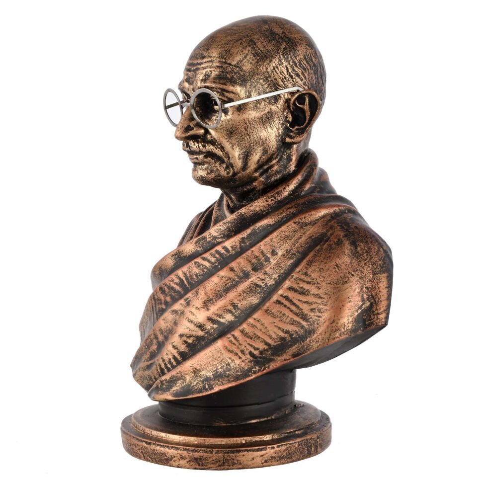 Antique-style Gandhi sculpture with glasses, elegant handcrafted art piece for Diwali gifting