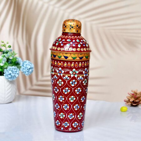 Decorative hand-painted aluminium shaker for bar, kitchen, or gifting