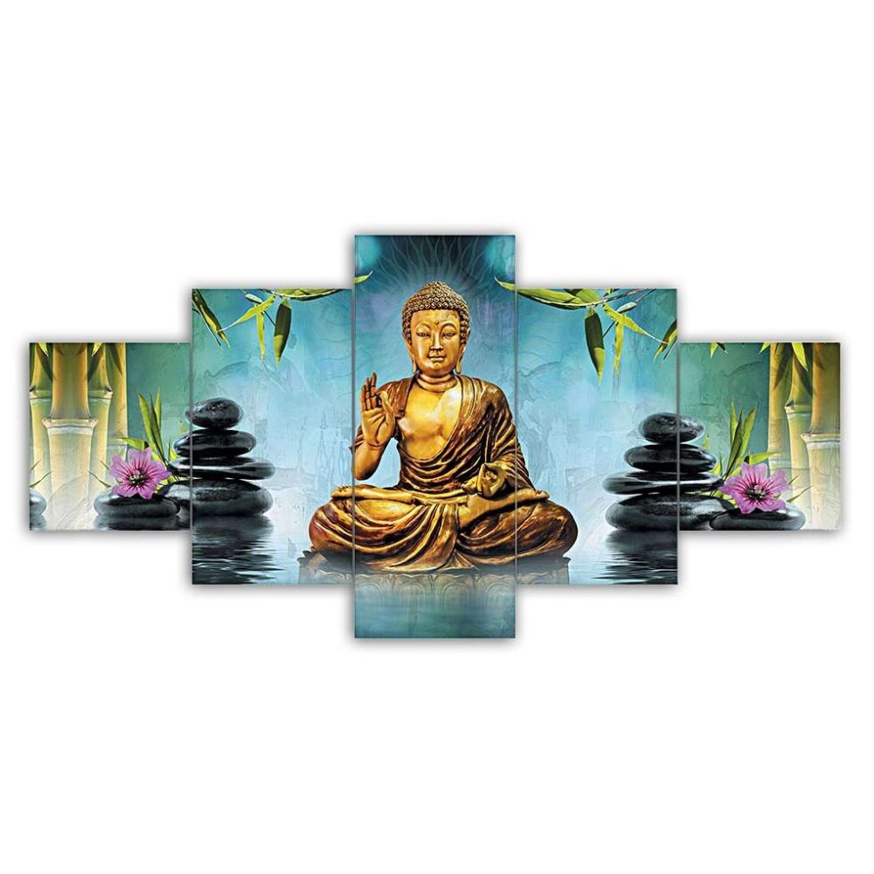 Peaceful Buddha digital wall art – elegant Indian decor symbolizing harmony and mindfulness.