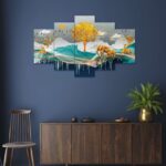 Elegant nature-inspired abstract wall painting – digital art decor for bedroom or office spaces.