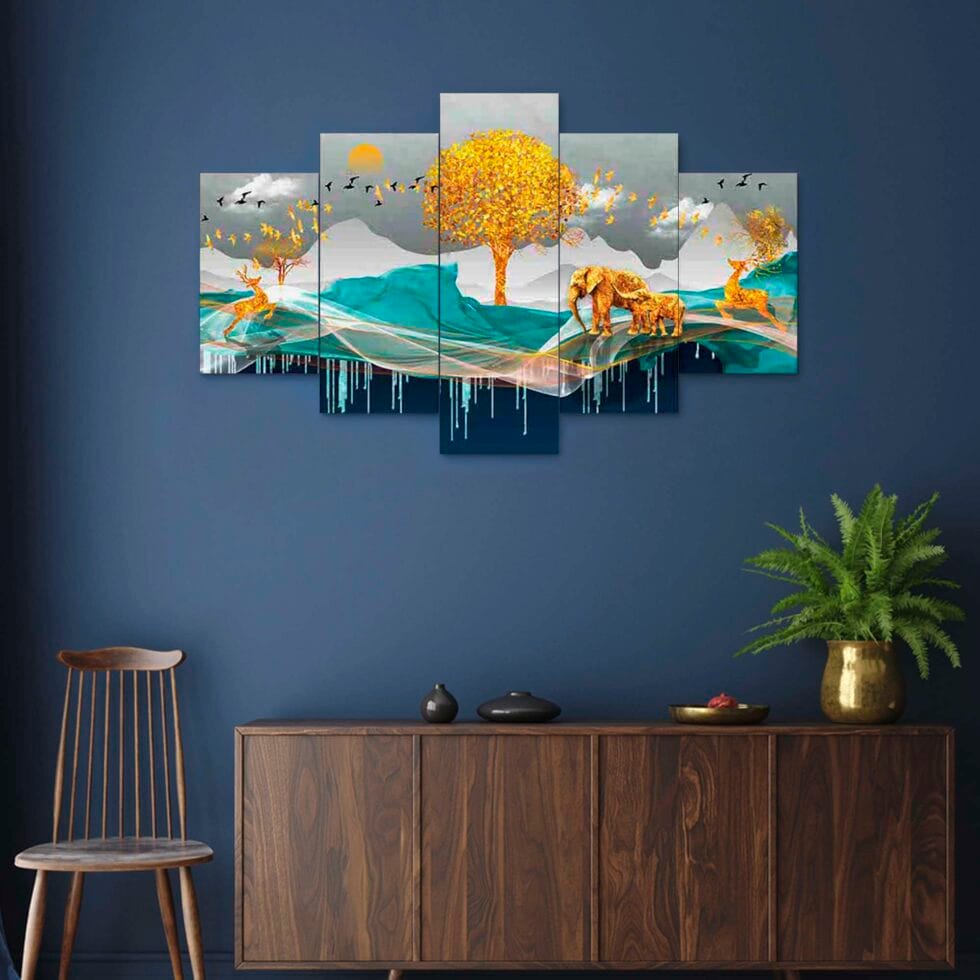 Elegant nature-inspired abstract wall painting – digital art decor for bedroom or office spaces.