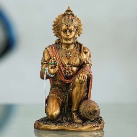 Antique brass Hanuman idol with mace, perfect spiritual gift for Diwali festival