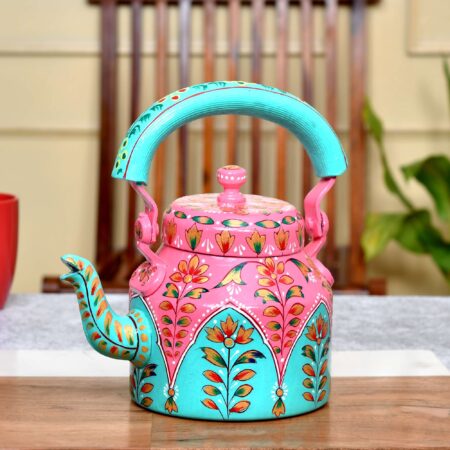 Festive Diwali hand-painted steel kettle, ideal for gifting and kitchen decoration