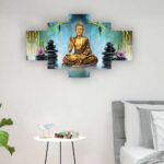 Divine Buddha meditation digital wall painting – luxury spiritual art decor promoting peace and balance.
